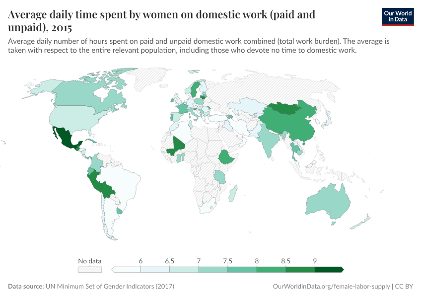 A thumbnail of the "Average daily time spent by women on domestic work (paid and unpaid)" chart