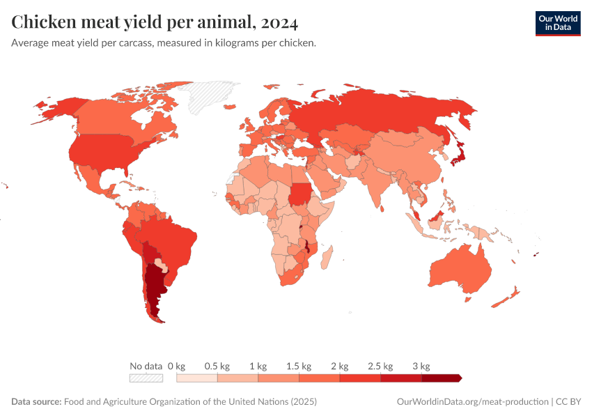 A thumbnail of the "Chicken meat yield per animal" chart