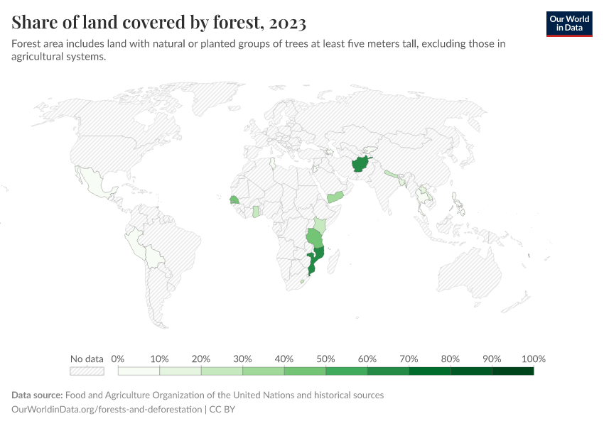 A thumbnail of the "Share of land covered by forest" chart