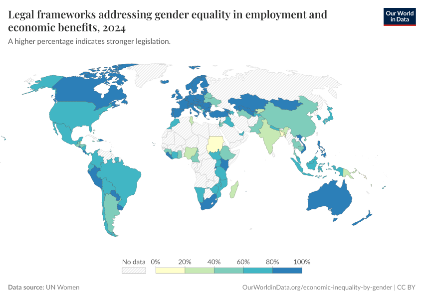 A thumbnail of the "Legal frameworks addressing gender equality in employment and economic benefits" chart
