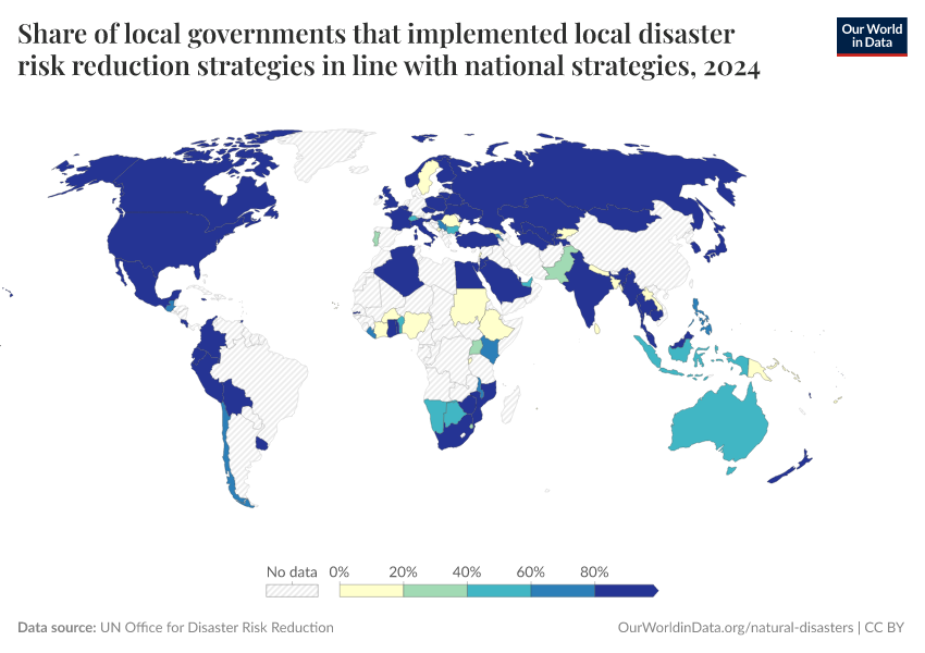 A thumbnail of the "Share of local governments that implemented local disaster risk reduction strategies in line with national strategies" chart