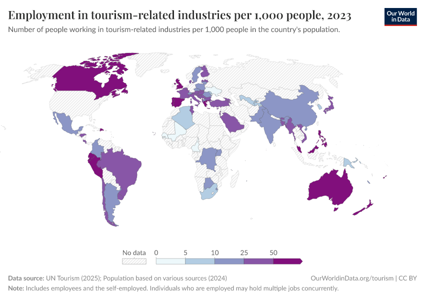 A thumbnail of the "Employment in tourism-related industries per 1,000 people" chart