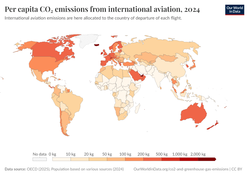 A thumbnail of the "Per capita CO₂ emissions from international aviation" chart