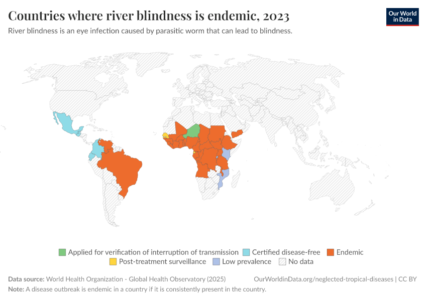 A thumbnail of the "Countries where river blindness is endemic" chart